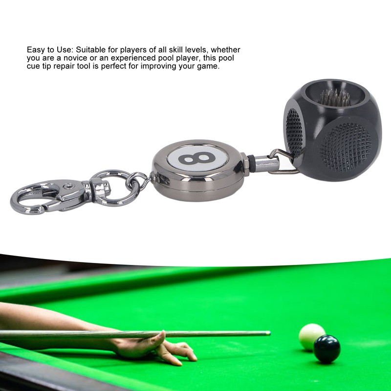 Pool Cue Tip Repair Tool with Retractable Key Ring Billiard