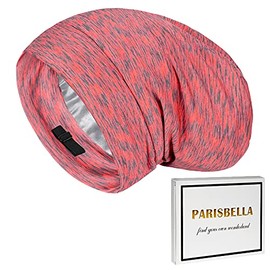 Satin Lined Sleep Cap Bonnet for Curly Hair and Braids, Stay On All Night Hair Wrap with Adjustable Strap for Women and Men, Carol Pink, Pack of 1