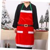 Red Christmas Apron with Christmas Hat, Kitchen Apron Adjustable Bib