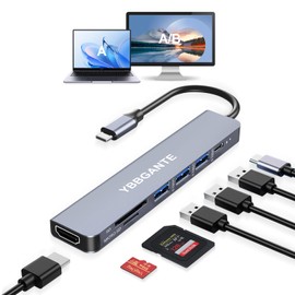 USBC Multiport Adapter USB C Docking Station 7 in 1 dongle Adapter USB c hub multiport Adapter with SD Card Reader 100W PD 4K30hz hdmi USB hub USB C Adapter for MacBook Pro