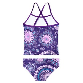 Century Star Girls Swimsuits Two Piece Tankini Bathing Suit Hawaiian Swimwear Kids Toddler Beach Swimsuits Purple Round Flower 12-13 Years
