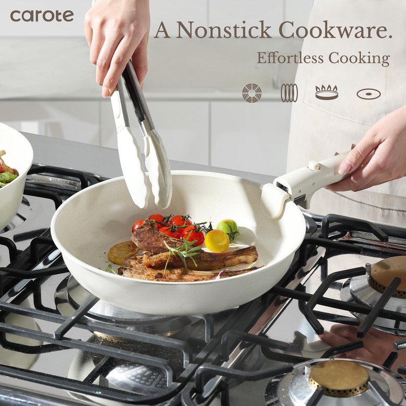 CAROTE 17pcs Pots and Pans Set, Nonstick Cookware Set Detachable