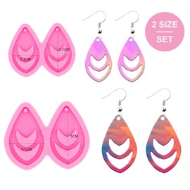 2Pcs Resin Molds Silicone Earring Molds for Jewelry Making, Silicone Molds for Resin DIY Woman Earring, Hollow Tear Drop Mold Epoxy Resin Molds, Jewellery Epoxy Resin Casting Molds, Size S M