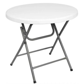 Unbranded Portable White Folding Table Circular Durable Sturdy Camping Dining Furniture
