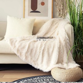 Tuddrom Decorative Extra Soft Fuzzy Faux Fur Throw Blanket 50" x 60",Solid Re...
