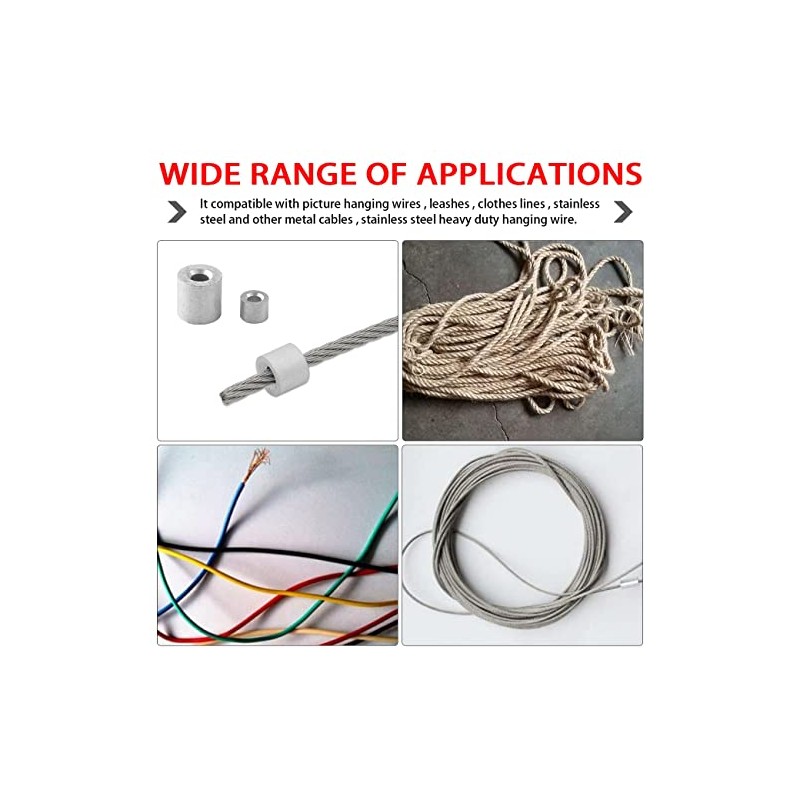 100PCS 1/16" (1.5mm) Wire Rope Sleeve, Aluminum Crimping Loop Sleeve