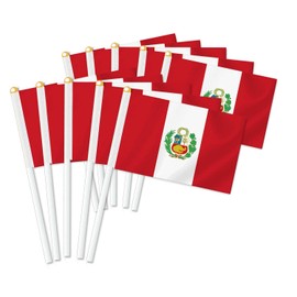 10 PCS Peru Handheld Small Flag, Peruvians Hand held Mini Decor Decoration Banner