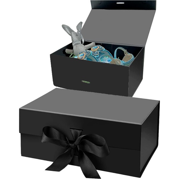 Black Gift Box with Bow, 23 x 17 x 7