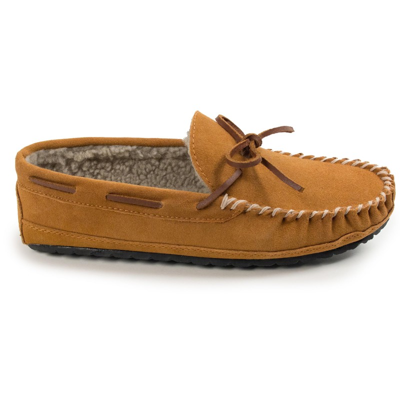 Minnetonka Mens Casey Slipper, Cinnamon, Size 13 Double Wide