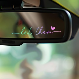 Hpmjz 6 Pcs Let Them Mental Health Awareness Rearview Mirror Sticker Self Love Rearview Mirror Decals Motivational Rear View Mirrors Decal Funny Cute Car Stickers Positive Car Decor for Women