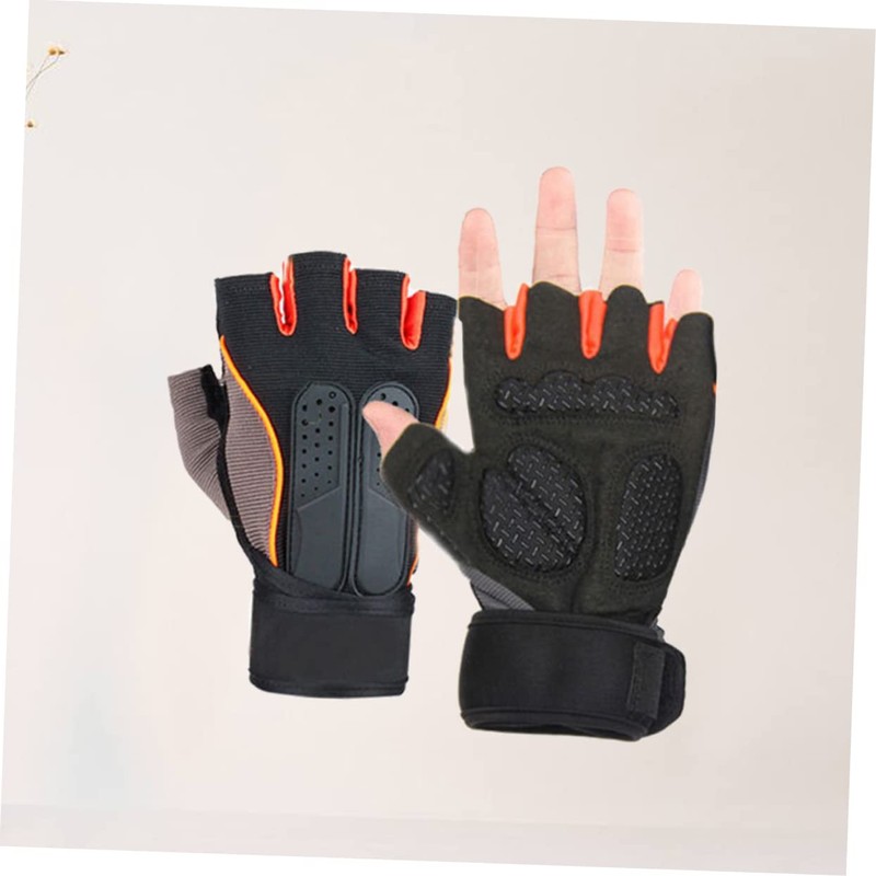 Kisangel 2 Pairs Grip Strength Half-Finger Gloves Wrist Straps Men's