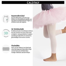 CALZITALY Pack of 1 or 2 Pairs - Girls' Dance Leggings, Ballet Leggings, Ballet Footless Tights, 4-14 Years, 60 Denier, Made in Italy, pink