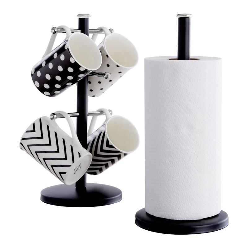 Premier Housewares Black Kitchen Roll Holder Free Standing | Stylish