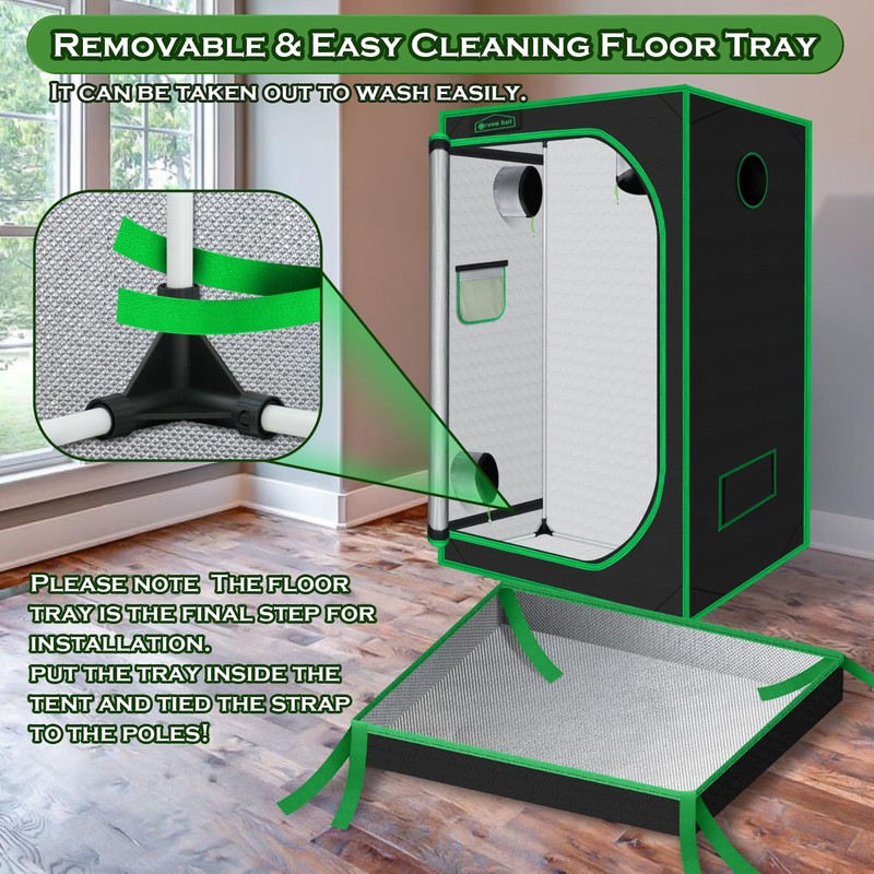 Green Hut Grow Tent for Plants Indoor 48"x48"x78" Mylar Hydroponic