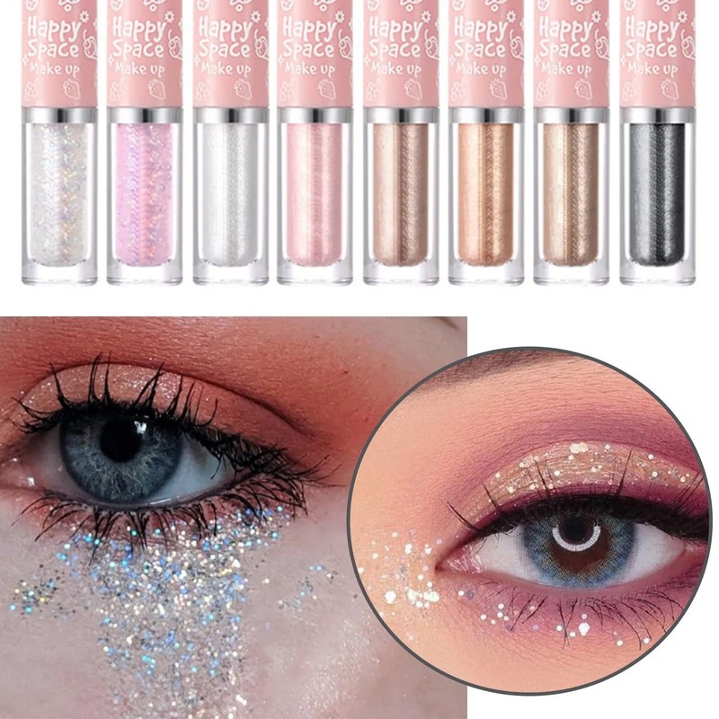 8 Colours Liquid Glitter Eyeshadow Makeup Set, Metallic Glitter Durable