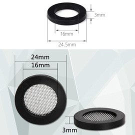 6 Pack 24MM Shower Head Filter Gasket + 6 Pack Rubber Washer, Stainless Steel Seal O Ring Hose Net 40 Mesh for 3/4" Fixed and Handheld Shower Head Hose, Water Faucet, Garden Hose (24MM)