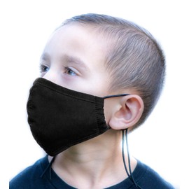 Headmost Comfymask 3 Layer Large Fabric Facemask: Water Repellent, Washable, Breathable & Toggle Adjustable Face Mask (Youth Black)