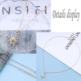 TseenYi North Star Pendant Necklace Boho Starburst Pendant Choker Necklace Gold Mini CZ Star Necklace Vintage Star Dangle Necklace Chain Jewelry for Women and Girls
