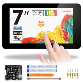 LUCKFOX Raspberry Pi Screen 7 Inch DSI Touch Screen for Raspberry Pi 5 Support 3D Printing for Raspberry Pi Display IPS Screen Capacitive 800 x 480, 170° Wide Viewing Angle Toughened Glass LCD Panel