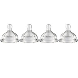 Oberni Teats for Baby Bottles with Flow Rate 2, Medium Flow Teats for Babies from 3+ Months, BPA-Free, Pack of 4