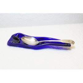 Upcycled Cobalt Blue Glass Beer Bottle Spoon Rest Small Dish