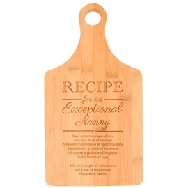 Birthday for Grandma Recipe for an Exceptional Nanny Paddle Shaped Bamboo Cutting Board