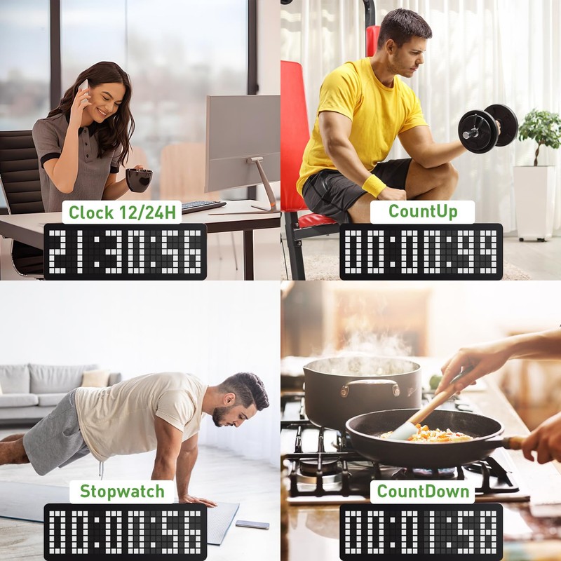 Manoive Gym Timer, 13.2 Inch Digital LED Wall Clock &