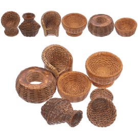 Abaodam Miniature Dollhouse Decoration 12Pcs Mini Woven Basket Chair Fishing Accessories Vintage Decorations DIY Garden Plant Bonsai Terrarium Ornaments Scene Model