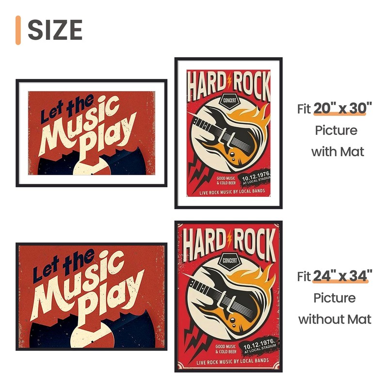 upsimples 24x34 Poster Frame, Display Pictures 20x30 with Mat or