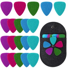 20 Pieces Felt Ukulele Picks Felt Heart Shape Pick with Pick Holder Case Multicolored Felt Thumb Picks Easy Grip Cute Ukulele Picks for Bass, Ukulele, Guitar