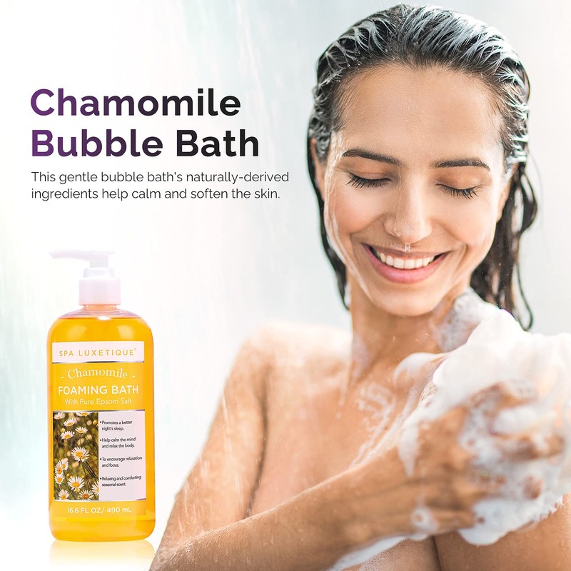 Spa Luxetique Bubble Bath, Foaming Bath with Epsom Salt, Chamomile