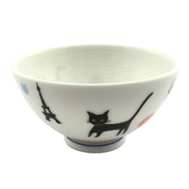 Ogura Pottery tubutubu Rice Bowl Small Cat's Café 77091