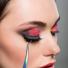 ProMaxCare-Multi Titanium Best Tweezers for Eyelash Extension - Slightly Curved Pointed Tweezers - Professional Stainless Steel Precision Tweezers-120-10051