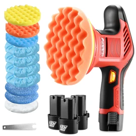 AOBEN Cordless Car Polisher,6 Inch Car buffer Waxer Kit with 3X2000mAh Batteries,6 Variable Speed &10 Polishing Pads,Brushless Cordless Polisher for Car Detailing/Waxing/Polishing/Scratch Removing