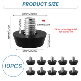 10 Pack Adjustable Furniture Leveling Feet M8 x 10 x 22mm Screw on Furniture Levelers Glide Floor Protectors for Table Desk Cabinets Chairs Bar Stool Sofa Desk Dresser Wood Legs, Black