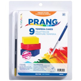 Prang Tempera Cake Set With Brush, 9 Assorted Colors, 1 Count
