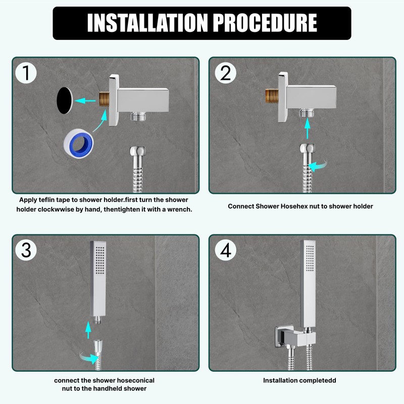 Heyalan SUS304 Stainless Steel Handheld Shower Wand High Pressure Luxury