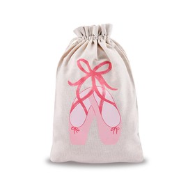 Ballet Dance Shoe Bag Drawstring Gift Bag Canvas Cinch Travel Pouch Dance Birthday Party Favors Goodie Bags for Ballerina Ballet Lover Reusable Wrapping Gifts Treat Snack Storage Bags 7.8 * 11.8 Inch