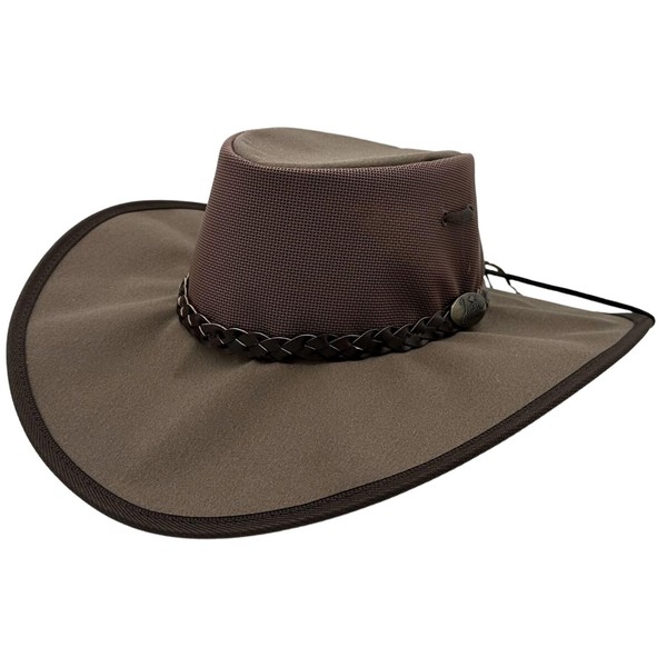 Jacaru Australia 0126 Parks Koolaroo Mesh Wide Brim Hat, Brown,