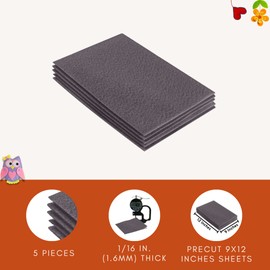 FabricLA Hojas de tela de fieltro acrílico para manualidades | Cuadrados de fieltro precortados de 9 x 12 pulgadas (20 x 30 cm) | Hojas de tela de fieltro para manualidades y manualidades, pasatiempos, disfraces y decoración | Gris platino, 5 piezas