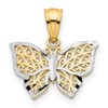 10K Solid Yellow Gold Butterfly Wings Necklace Chain Pendant Charm