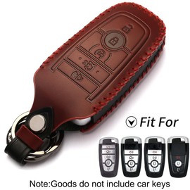 GLECHAZ Key Fob Cover Compatible with Ford Explorer Fusion Escape Edge Expedition F150 F250 F350 F450 F550 Maverick Mustang Smart Key (AB-Red)