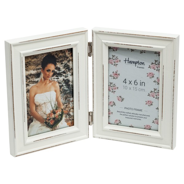 Hampton Frames PALOMA Hinged Double - 4x6 (10x15cm) White Picture