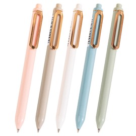 5 Pcs Morandi Gel Pens, 0.5mm Black Ink Pens Fine Point Smooth Writing Pens Retractable Quick Dry Gel Ink Pens with Grip High-End Series Retractable Pens for Notes-Taking School Office Supplies (01)