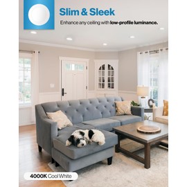 Sunco 12 Pack 4 Inch Ultra Thin LED Recessed Ceiling Lights Slim, 4000K Cool White, Dimmable, 10W, Wafer Thin, Canless with Junction Box - Energy Star