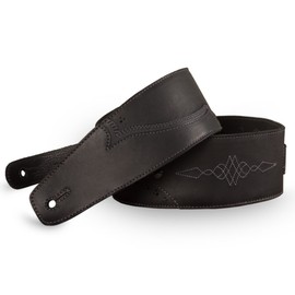 Anthology Gear Walk the Line Vintage Full Grain Leather Guitar Strap - For Electric, Acoustic, and Bass Guitars Carbon Black Color