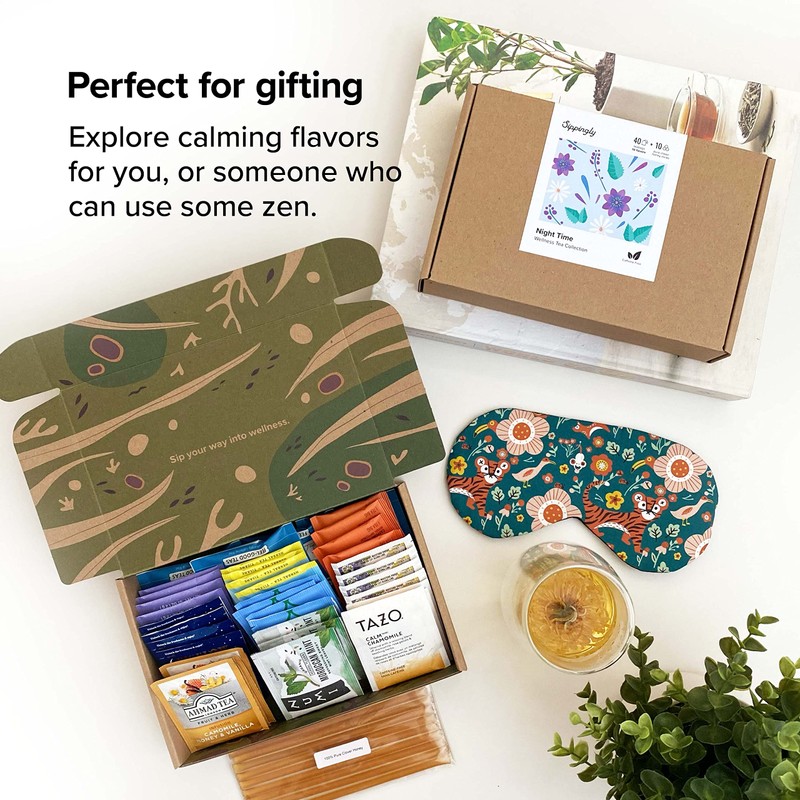 Sippingly Night Time Tea Sampler – 40 Herbal Teas –