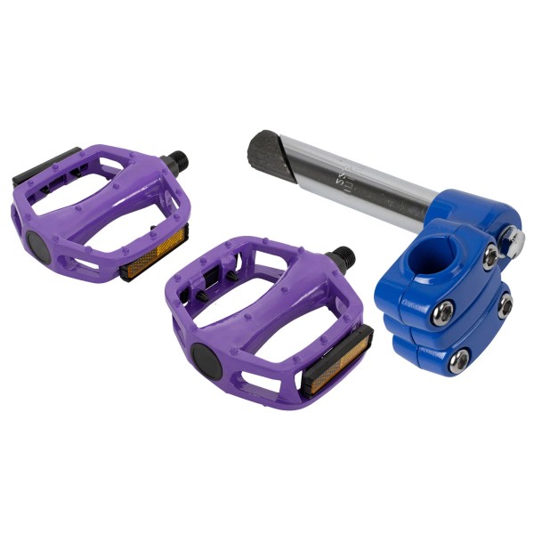 PRO+ 4-Bolt 22.2mm BMX Stem Blue & Alloy Pedals 9/16