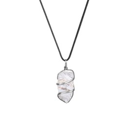 FASHIONZAADI Clear Quartz Crystal Pendant Necklace, Healing Gemstone Jewelry for Women, Unique Energy Accessory, Meditation Gift 1-1.5 Inch