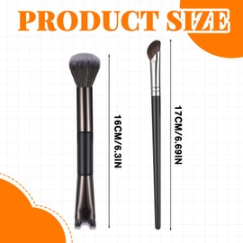 2 Pcs Nose Contour Brushes Set, 1 Pcs 2-In-1 U-Shaped Fluffy Brush with 1Pcs Angled Tilt Brush Soft Makeup Concealer Brushes for Nose Sculpting, Highlighting, Defining, Shadow